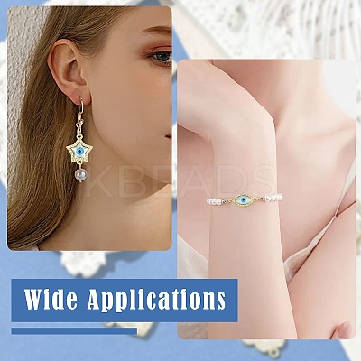 6Pcs 6 Styles Brass Micro Pave Clear Cubic Zirconia & Natural Shell Evil Eye Links Connector Charms KK-CJ0003-44-1