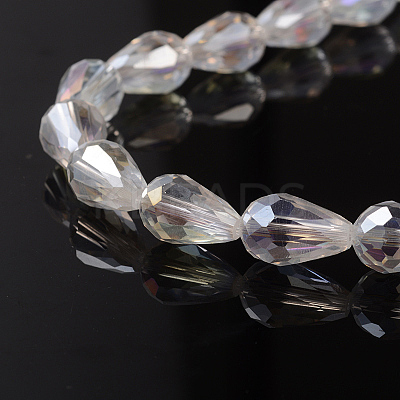 Faceted Teardrop Electroplate Glass Beads Strands X-EGLA-D015-15x10mm-01-1