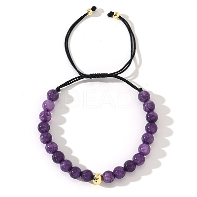 Natural Amethyst Round Beads Braided Bead Bracelets ZJ4066-3-1