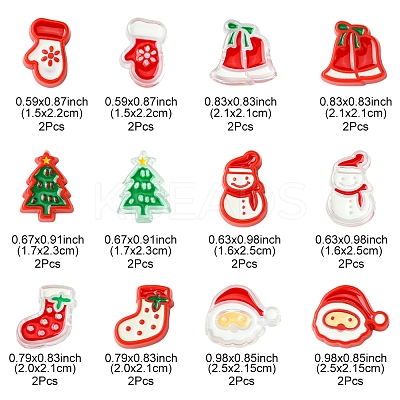 24Pcs 12 Styles Christmas Decorations Theme Opaque Acrylic Bead with Enamel FIND-FS0002-66-1