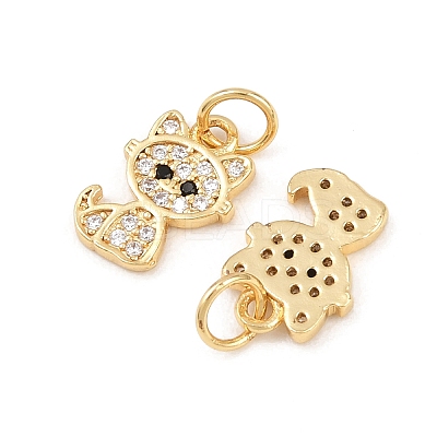 Brass Micro Pave Clear Cubic Zirconia Charms ZIRC-C020-38G-1