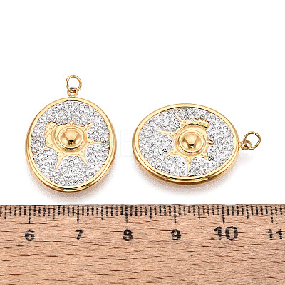 304 Stainless Steel and Polymer Clay Crystal Rhinestone Pendants STAS-T069-60D-1