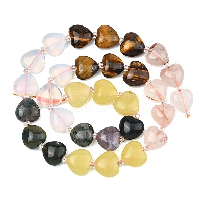 Gradient Color Opalite & Natural Ferruginous Quartz & Tiger Eye & Moss Agate & Lemon Jade Beads Strands G-B185-A03-1