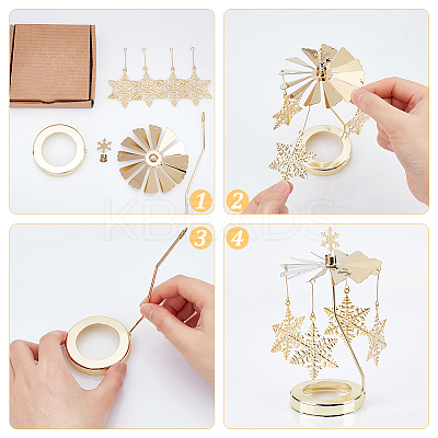 430 and 201 Stainless Steel Rotating Candlestick Tealight Candle Holder DJEW-WH0039-24G-1