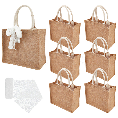 8Pcs Rectangle Burlap Tote Bags ABAG-NB0002-04A-1