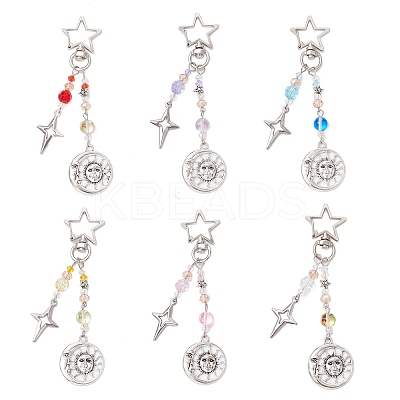 Glass Bead & Alloy Pendant Decorations HJEW-JM03016-1