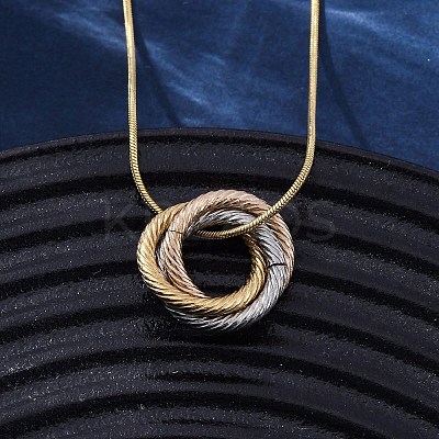 304 Stainless Steel Triple Circles Pendant Necklaces for Women NJEW-Z044-14M-1