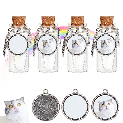 Transparent Glass Empty Bottles with Alloy Charms AJEW-DR00027-1
