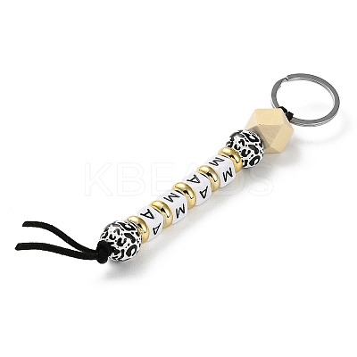 Mother's Day Wood and Plastic Beads Keychain Decorationes LS-KEYC-B016-02-1