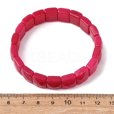 Dyed Natural White Jade Beaded Stretch Bracelets for Unisex G-K303-02P-02-1