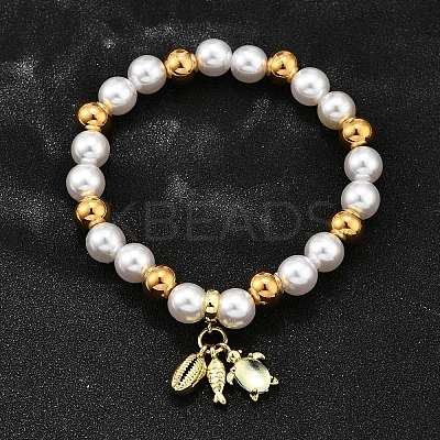 Brass Stretch Bracelets BJEW-C098-07C-1