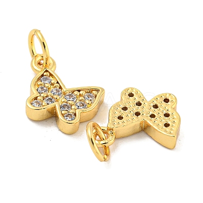 Rack Plating Brass Micro Pave Clear Cubic Zirconia Pendants KK-B093-13B-G-1