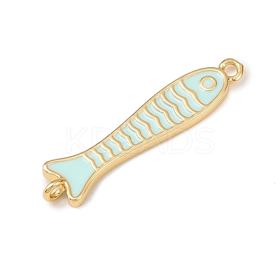 Brass Enamel Fish Connector Charms KK-L255-15G-02-1