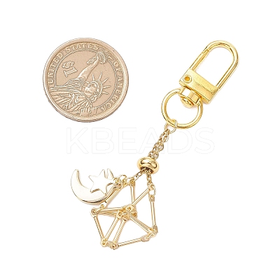 Brass Macrame Pouch Empty Stone Holder Pendant Decoration HJEW-JM03304-1