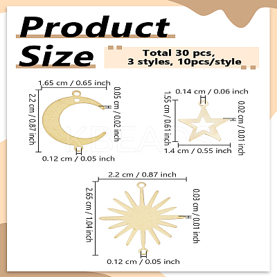 30Pcs 3 Styles Brass & Iron Connector Charms Links FIND-LP0007-86-1