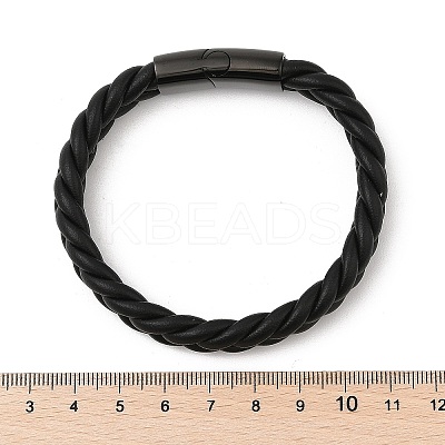 Ion Plating(IP) Braided Microfiber Leather Cord Bracelets for Men BJEW-Z081-13EB-02-1