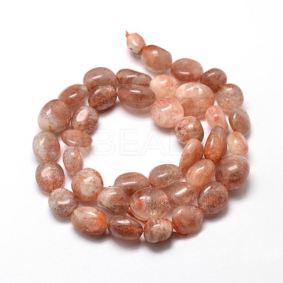 Natural Sunstone Nuggets Beads Strands G-J336-05-1