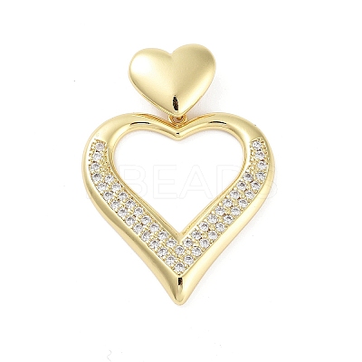 Rack Plating Brass Micro Pave Clear Cubic Zirconia Pendants KK-H474-19G-07-1