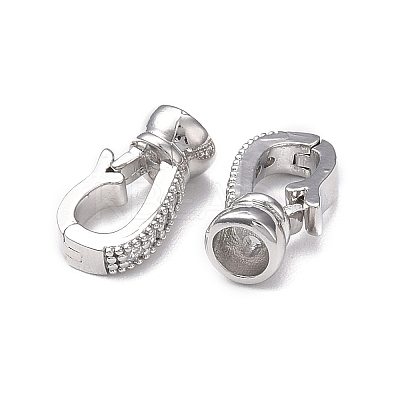 Rack Plating Brass Micro Pave Clear Cubic Zirconia Fold Over Clasps LS-KK-E080-02P-1