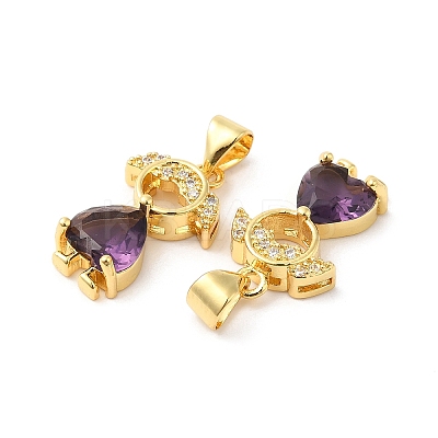 Real 16K Gold Plated Brass Micro Pave Cubic Zirconia Pendants ZIRC-L103-055G-1