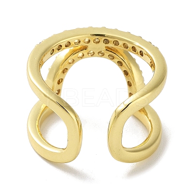 Rack Plating Brass Micro Pave Cubic Zirconia Cuff Rings RJEW-D025-10G-1