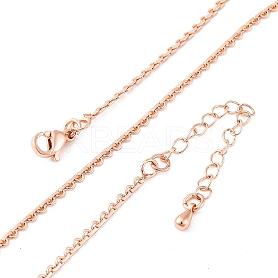 Brass Link Chain Necklaces for Women NJEW-D302-13RG-1