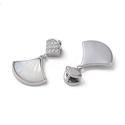 Brass & Shell & Clear Cubic Zirconia Pendants KK-G497-17P-1