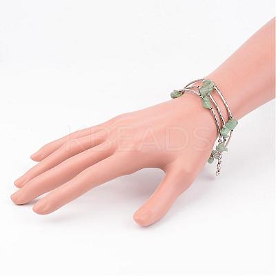 Three Loops Natural Green Aventurine Beaded Wrap Bracelets BJEW-JB02331-01-1
