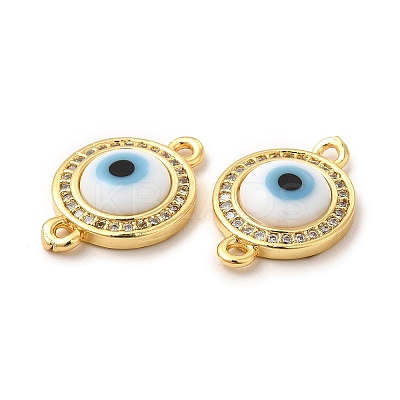 Rack Plating Real 18K Gold Plated Brass Micro Pave Clear Cubic Zirconia Connector Charms ZIRC-L102-04G-07-1