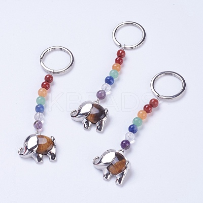 Natural Tiger Eye Chakra Keychain KEYC-P040-E05-1