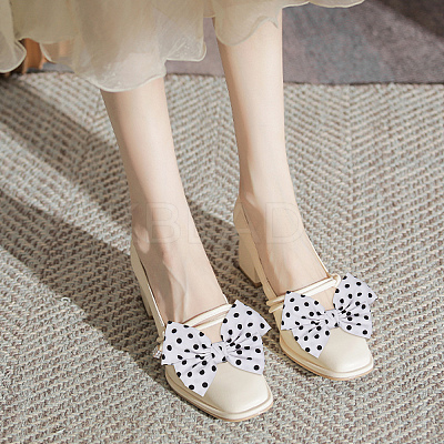 2 Pairs 2 Colors Polka Dot Pattern Cloth Bowknot Shoe Decorations FIND-CP0001-39-1