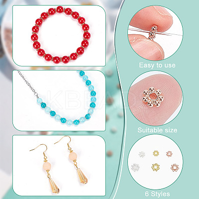 180Pcs 6 Style Zinc Alloy Spacer Beads FIND-PH0007-18-1