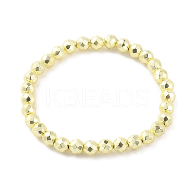 Synthetic Hematite Round Beaded Stretch Bracelet BJEW-TAC0005-01G-03-1