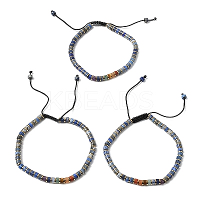 Natural Lapis Lazuli & Non-magnetic Hematite Beaded Adjustable Bracelets for Unisex BJEW-K251-09T-1