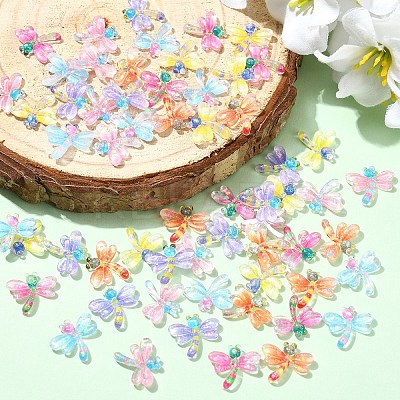 60Pcs 6 Colors Translucent Resin Cabochons RESI-YW0005-76-1