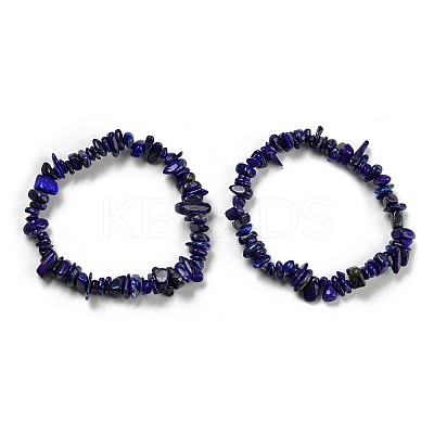 Natural Lapis Lazuli Chip Beaded Stretch Bracelet LS-G-H294-01B-03B-1