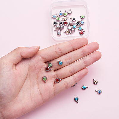 Trendy Original Color 304 Stainless Steel Grade A Rhinestone Charm Pendants RB-PH0008-04-1