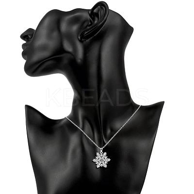 Fashion Popular Brass Cable Chain Snowflake Cubic Zirconia Pendant Necklace NJEW-BB00231-1