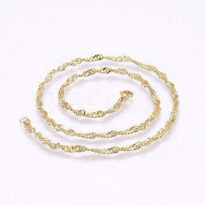 304 Stainless Steel Singapore Chain Necklaces MAK-L015-25G-1