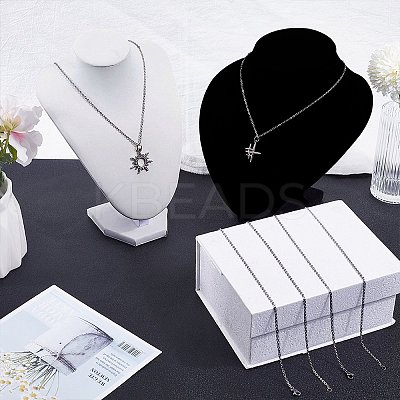20Pcs 304 Stainless Steel Flat Cable Chain Necklaces Set NJEW-SC0001-28-1