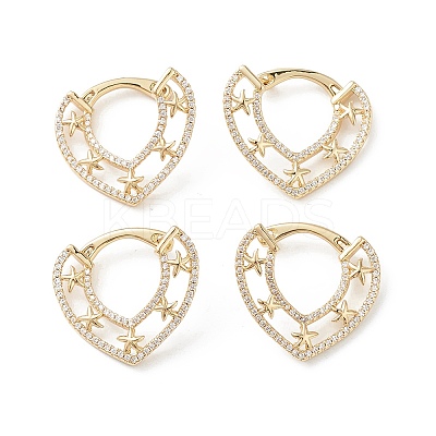 Starfish Cubic Zirconia Hoop Earrings EJEW-M216-08B-1