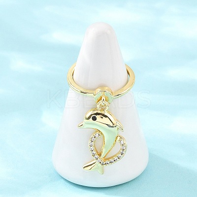 Adjustable Brass Micro Pave Cubic Zirconia Pendant Finger Rings for Women RJEW-A090-01A-G-1