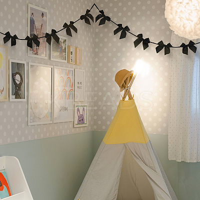 2Pcs Cloth Bowknot Hanging Banner for Christmas Tree Decoration AJEW-SP0002-82A-1