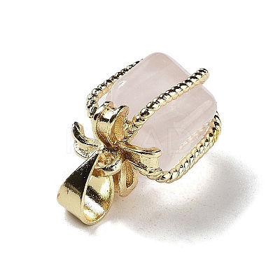 Natural Rose Quartz Gift Box Charms LS-G-P523-01G-01-1