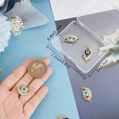 8Pcs 2 Colors Rack Plating Real 18K Gold Plated Brass Micro Pave Clear Cubic Zirconia Connector Charms ZIRC-BBC0002-03-1