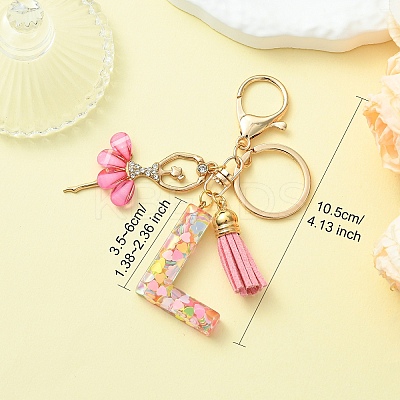 Letter A~Z Transparent Glitter Resin Pendant Keychains KEYC-FZ00024-18-1