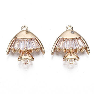 Brass Micro Pave Clear Cubic Zirconia Links Connectors KK-S359-160-RS-1