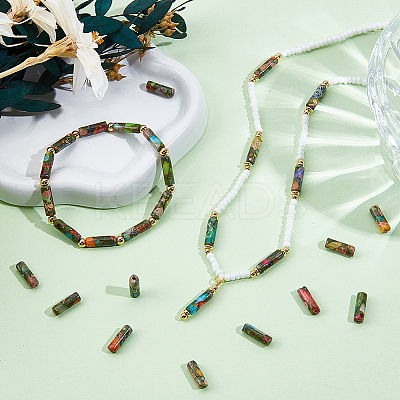 1 Strand Synthetic Gold Line Imperial Jasper Beads Strands G-PA0001-60-1