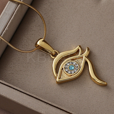 Elegant 304 Stainless Steel with Clear Glass Eye Pendant Necklaces for Women YU0551-1