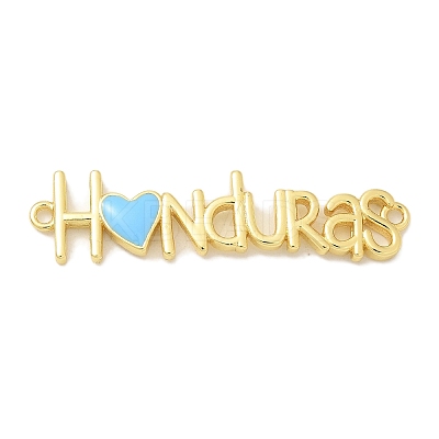Brass Enamel Word Honduras Connector Charms KK-K293-39G-1